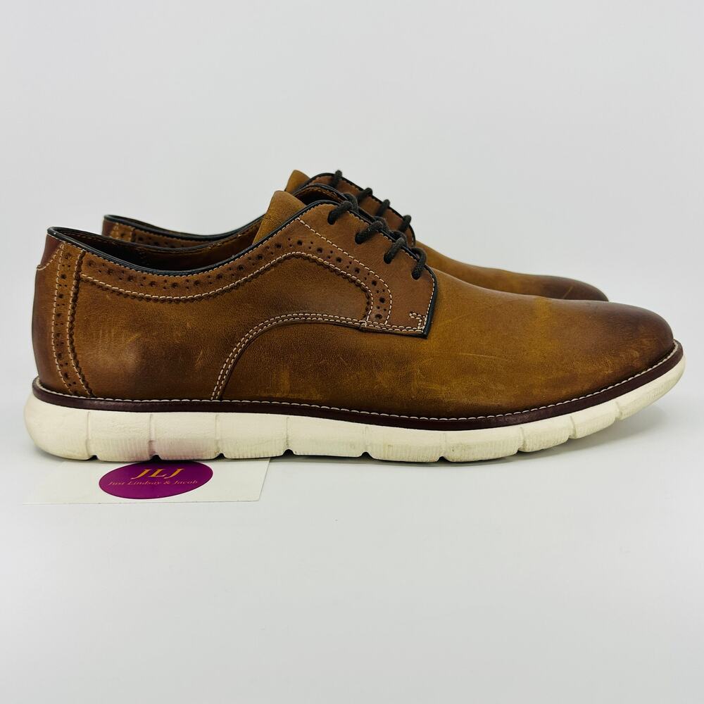 Johnston & Murphy Men's Holden Plain Toe Tan Oiled Leather Oxfords Size 10